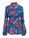 Stella Jean Woman Shirt Bright Blue Size 8 Viscose In Blue