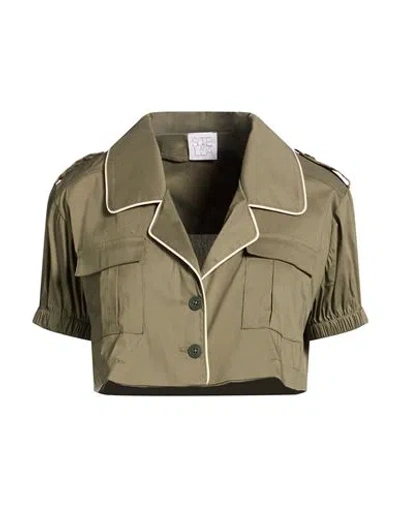 Stella Jean Woman Shirt Military Green Size 6 Cotton