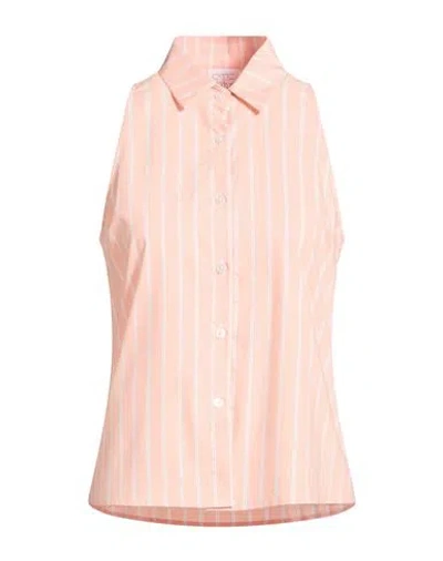 Stella Jean Woman Shirt Salmon Pink Size 8 Cotton, Polyamide, Elastane