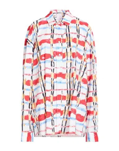 Stella Jean Woman Shirt White Size 4 Cotton, Polyamide, Elastane In Multi