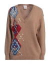 Stella Jean Woman Sweater Camel Size 4 Mohair Wool, Acrylic, Polyamide, Polyester In Beige