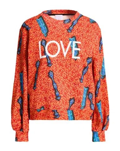 Stella Jean Woman Sweatshirt Orange Size 10 Cotton