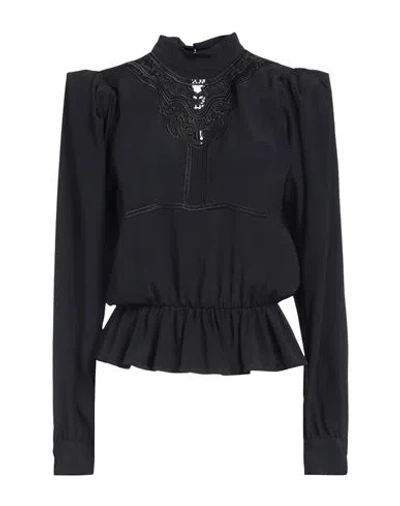 Stella Jean Woman Top Black Size 8 Acetate, Silk