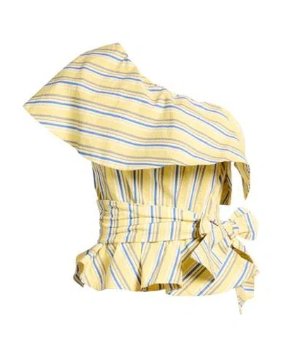 Stella Jean Woman Top Yellow Size 8 Cotton, Polyamide, Elastane