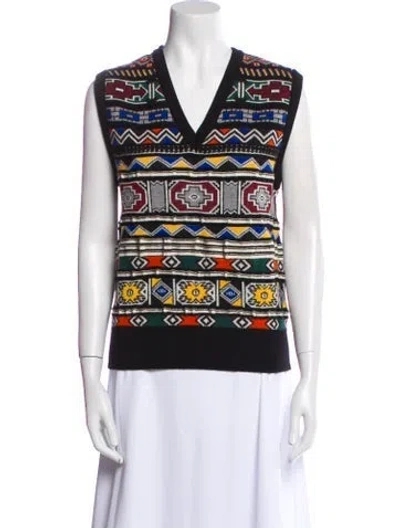 Pre-owned Stella Jean Wool Printed Sweater In Black