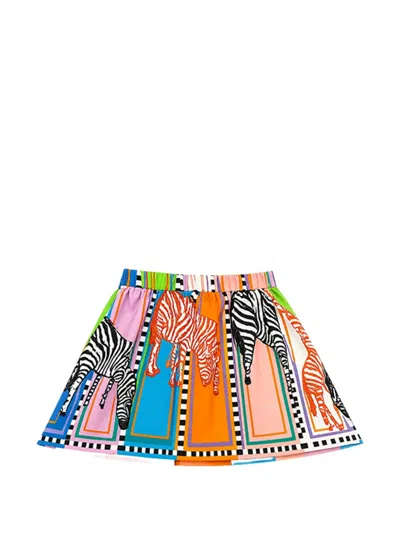 Stella Jean Kids' Zebra-print Pleated Skirt In Multi