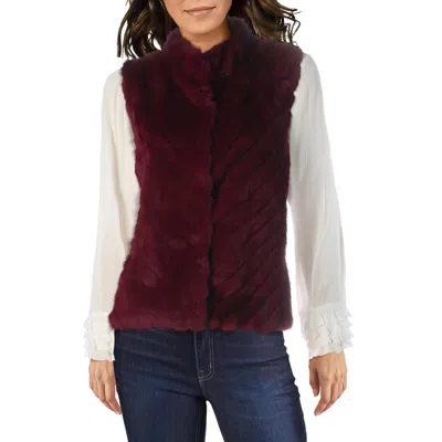 Stella + Lorenzo Addy Womens Rabbit Fur Lined Outerwear Vest In White