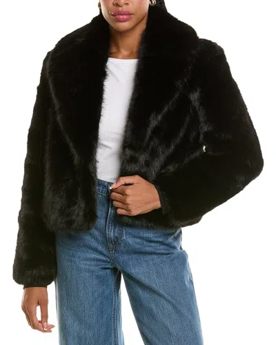 Stella + Lorenzo Faux Fur Coat In Black