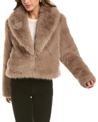 Stella + Lorenzo Faux Fur Coat In Brown