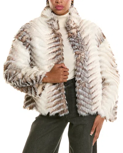 Stella + Lorenzo Faux Fur Coat In White