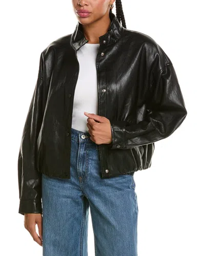 Stella + Lorenzo Faux Leather Jacket In Black