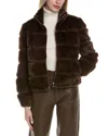 Stella + Lorenzo Suede-trim Jacket In Brown