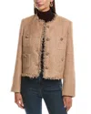 Stella + Lorenzo Tweed Cardigan In Brown