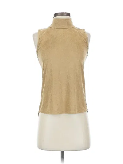Pre-owned Stella Luce Sleeveless Top Tan Halter Neckline Tops In Brown
