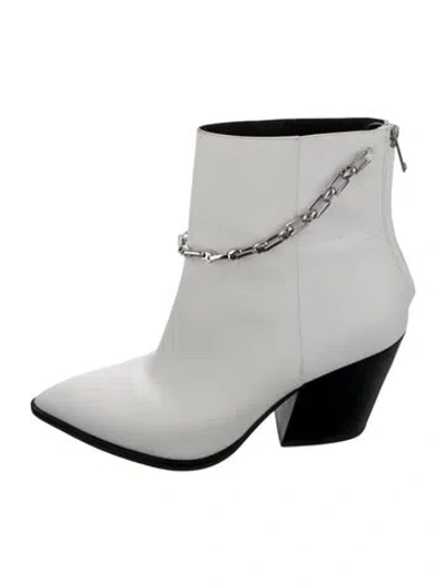 Pre-owned Stella Luna Leather Chain-link Accents Boots In White