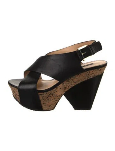 Pre-owned Stella Luna Leather Slingback Sandals In Black