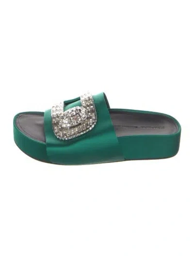 Pre-owned Stella Luna Satin Slides In Green