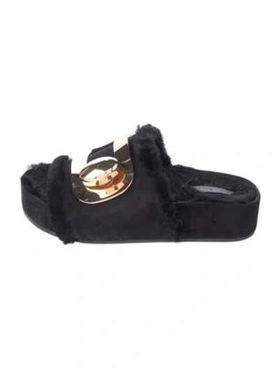 Pre-owned Stella Luna Suede Flats In Black