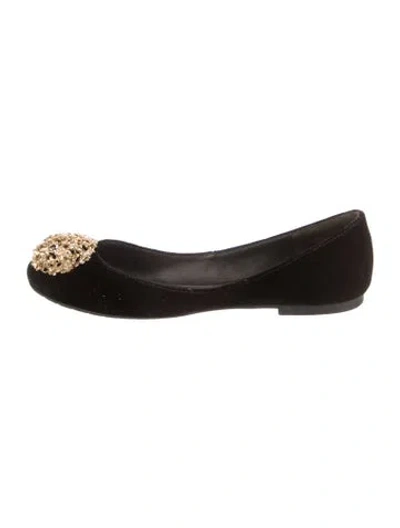 Pre-owned Stella Luna Velvet Flats In Black