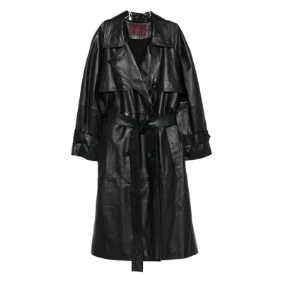 Stella Maxwell For Marella Leather Outerwears In Black