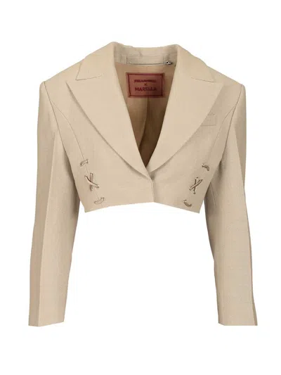 Stella Maxwell X Marella Cropped Tailored Blazer Jackets Grey