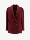 Stella Maxwell X Marella Double-breasted Wool Blend Blazer In Red