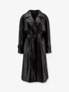 Stella Maxwell X Marella First Class Leather Trench With Padding In Black