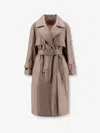 Stella Maxwell X Marella First Class Leather Trench With Padding In Brown