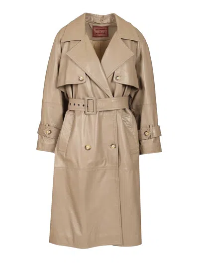 Stella Maxwell X Marella Padded Leather Trench Coat Jackets Grey