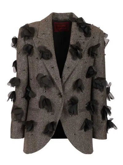 Stella Maxwell X Marella Blazer With Flowers By Stella Maxwell Jackets Grey In Black