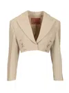 Stella Maxwell X Marella Cropped Tailored Blazer Jackets Grey In Neutral