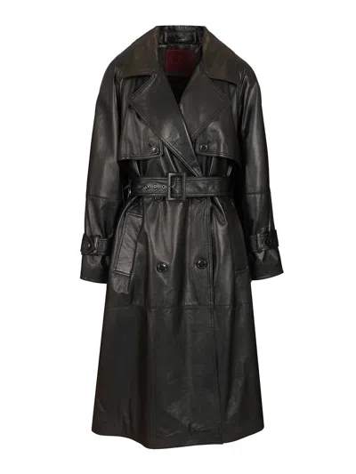 Stella Maxwell X Marella Padded Leather Trench Coat Jackets Black