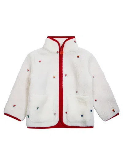 Stella Mc Cartney Junior Embroidered Floral Mini Hoodie In Bianco