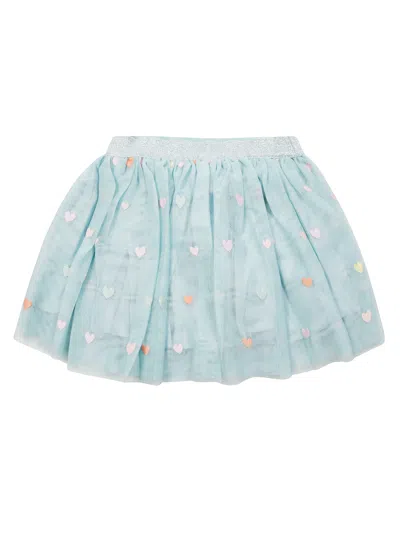 Stella Mc Cartney Junior Mini Heart Print Tulle Skirt In Blue