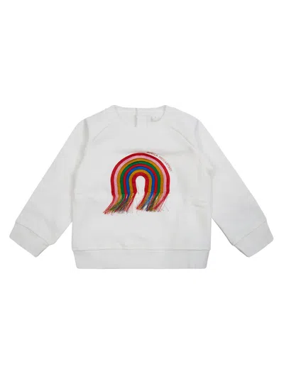 Stella Mc Cartney Junior Mini Rainbow Cozy Sweatshirt In Bianco