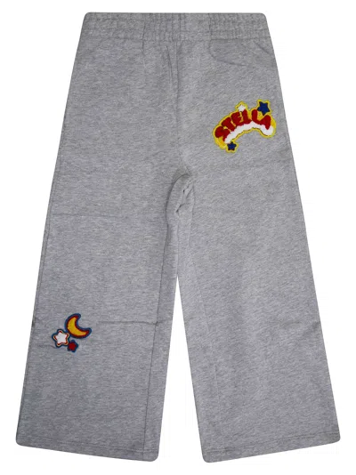 Stella Mc Cartney Junior Mini Trendy Trousers With Embroidered Details In Grigio