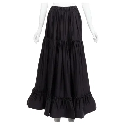 Pre-owned Stella Mccartney 100% Silk Black Crin Flounce Hem Tiered Midi Skirt It36 Xxs
