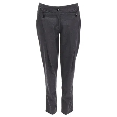 Pre-owned Stella Mccartney 100% Wool Grey Houndstooth Structural Pleat Pants It38 Xs In Gray