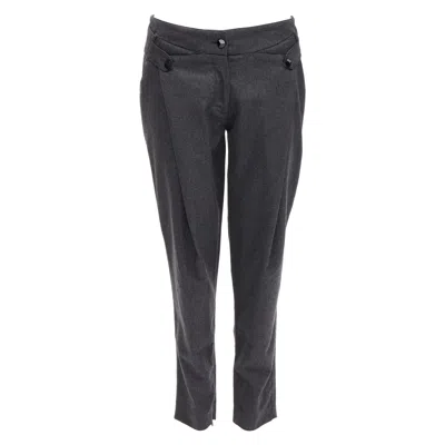 Pre-owned Stella Mccartney 100% Wool Grey Houndstooth Structural Pleat Pants It38 Xs In Gray