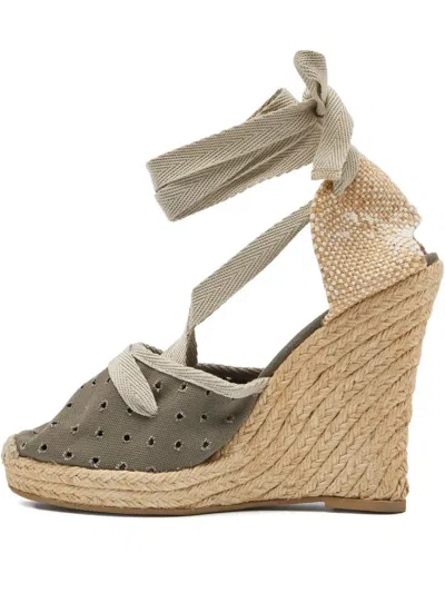 Pre-owned Stella Mccartney 105mm Lace Wedge Espadrilles