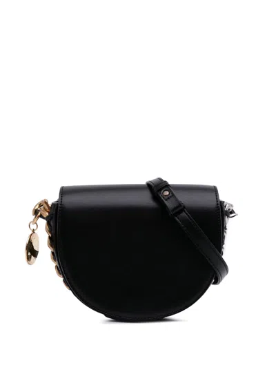 Pre-owned Stella Mccartney 2000-2025 Small Faux Leather Frayme Flap Crossbody Bag In Black