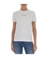 Stella Mccartney White Crewneck T-shirt With Embroidered Logo At The Front In Cotton Woman In White