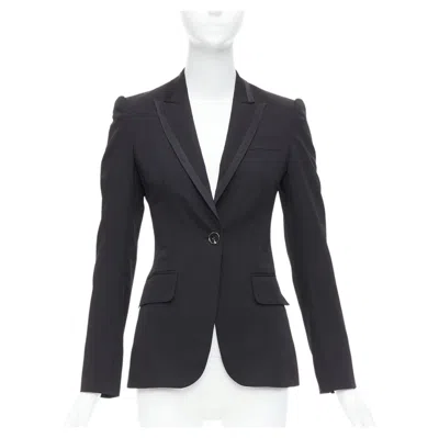 Pre-owned Stella Mccartney 2008 Black Wool Blend Peak Collar Blazer It36 Xxs