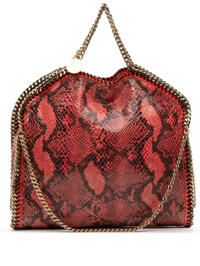 Pre-owned Stella Mccartney 2009-2025 Faux Snakeskin Falabella Fold Over Satchel In Orange