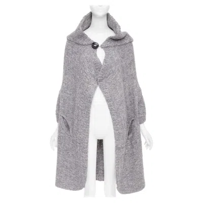 Pre-owned Stella Mccartney 2009 Alpaca Flax Blend Chunky Knit Hooded Cardigan It36 Xxs In Gray