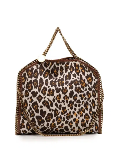 Pre-owned Stella Mccartney 2010-2025 Falabella Leopard Printed Canvas Fold Over Tote Satchel In Brown