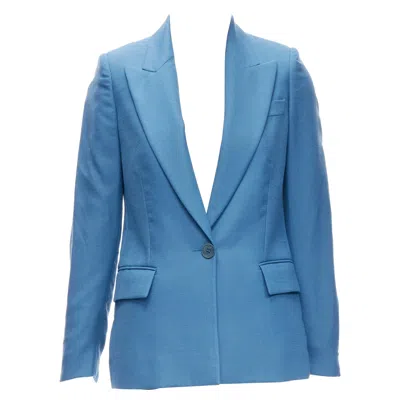 Pre-owned Stella Mccartney 2010 Blue 100% Wool Rubberised Buttons Blazer Jacket It36 Xxs