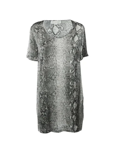 Pre-owned Stella Mccartney 2010 Snakeskin-print Short-sleeve Mini Dress In Grey