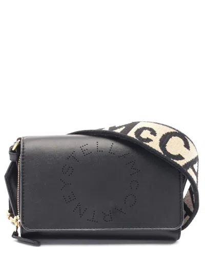 Pre-owned Stella Mccartney 2010s Perforated-logo Cross Body Bag In Black
