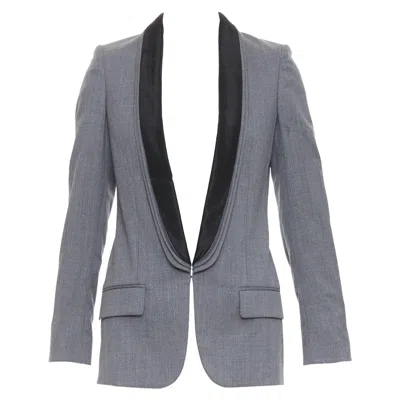 Pre-owned Stella Mccartney 2011 Grey 100% Wool Triple Layer Lapel Blazer It36 Xxs In Gray